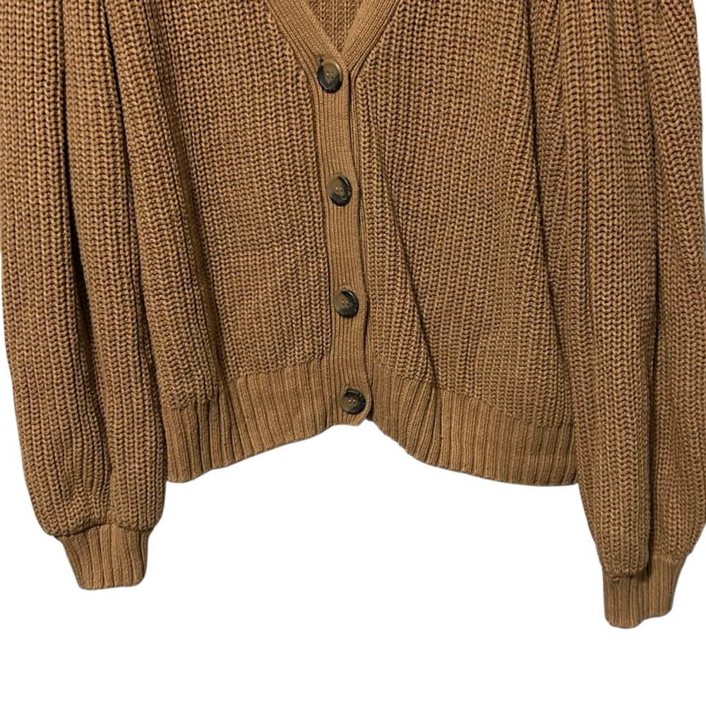 ELOQUII Camel Chunky Knit Balloon Sleeve Button Front Sweater 22/24 - Picture 4 of 12